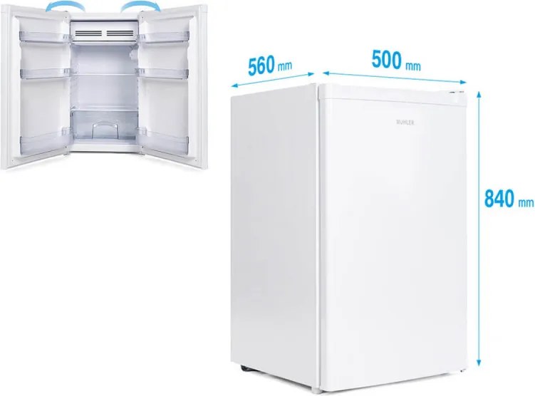 Хладилник Muhler S84WE0, 121 л, N/ST, Клас Е, R600A, Реверсивна врата, Бял