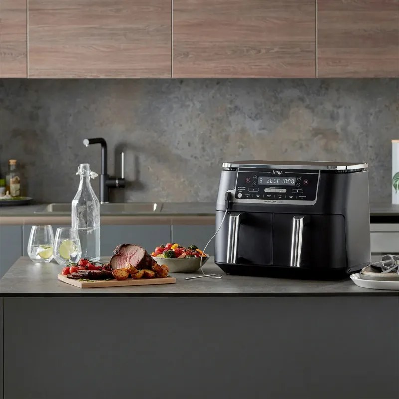 Двоен фритюрник с горещ въздух Ninja AF451EU, 2470W, 9.5 л, 6 програми, Независими зони, Синхронизация, Черен