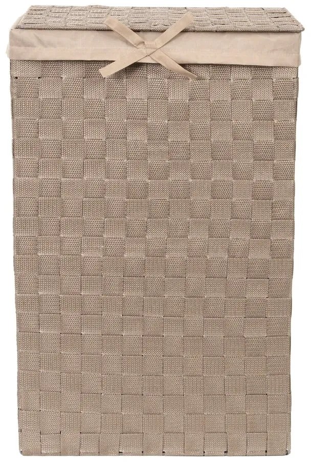 Кафяв кош за пране с капак Кош за пране Linen, височина 60 cm - Compactor