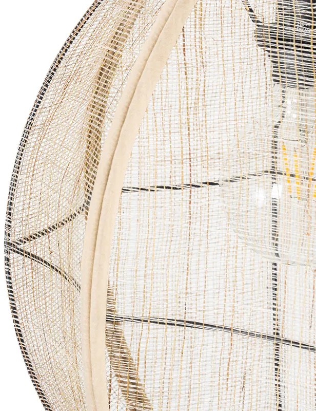 Ориенталска висяща лампа кафяв плат 35 см - Rob