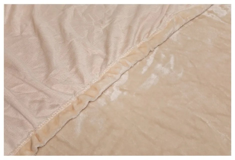 Бежов чаршаф от микроплюш , 180 x 200 cm - My House