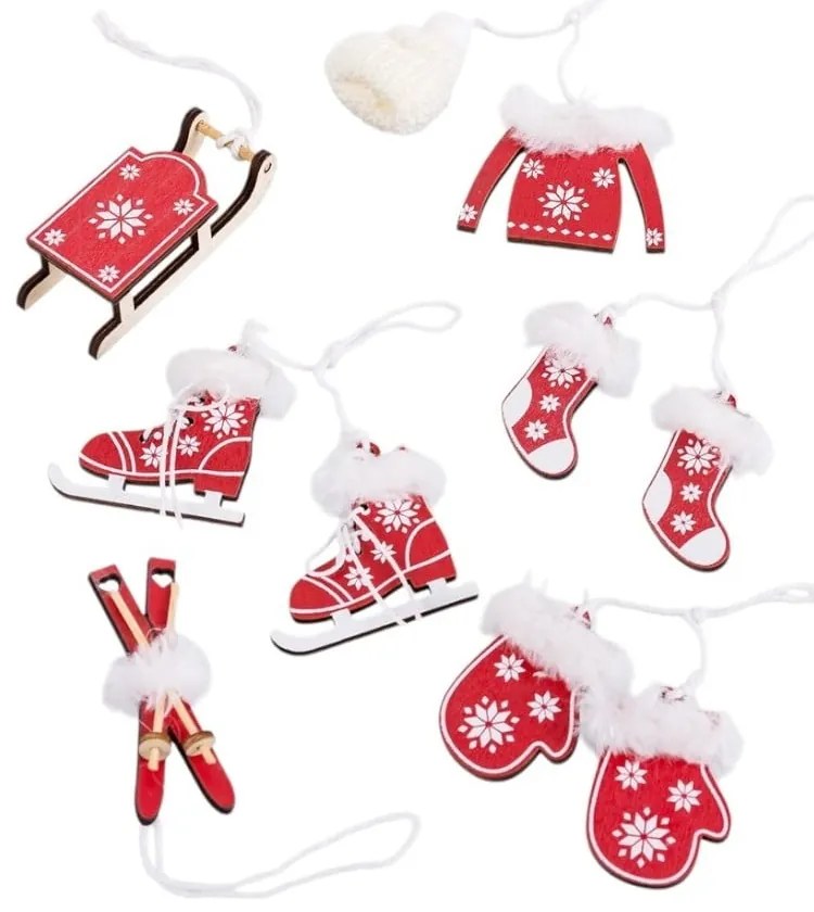 Дървени Коледни украси в комплект 10 бр. – Casa Selección
