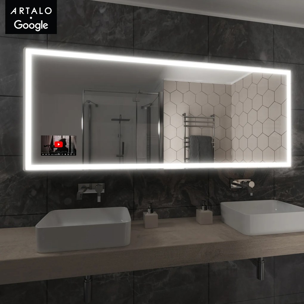 SMART огледало със светодиодно осветление M1 premium + SmartScreen with Google TV