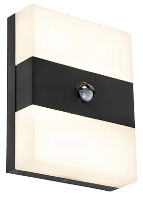 Външна стенна лампа черна IP44 с LED с датчик за движение - Dualy