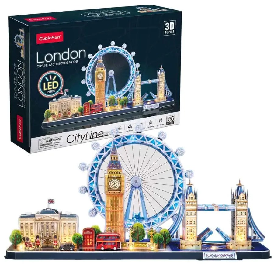 Cubic Fun - Пъзел 3D City Line London 186ч. с LED светлини L532h