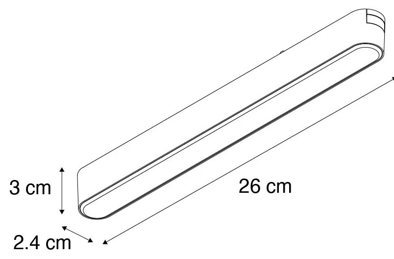 Модерен черен релсов прожектор 1-фазов 10W 3000K - Magnetic Marra