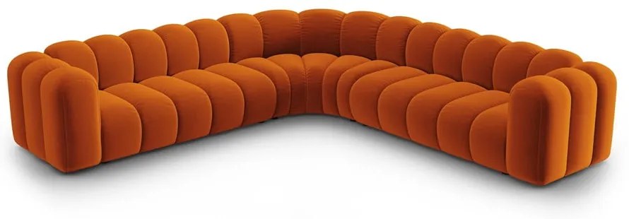 Кадифен модулен ъглов диван в тухлен цвят Lupine – Micadoni