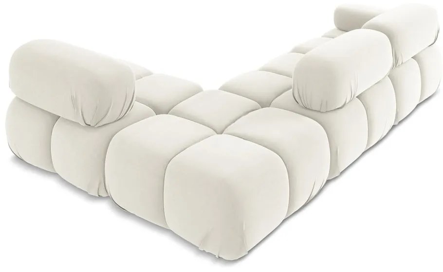 Бял кадифен модулен ъглов диван (десен ъгъл) Lokua – Makamii