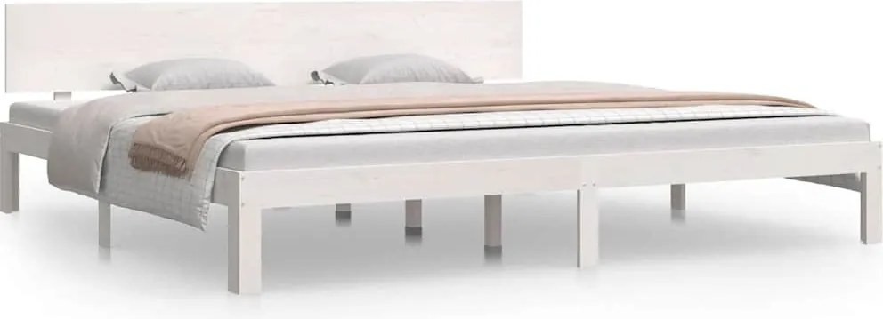 810516 vidaXL Рамка за легло, бяла, бор масив, 200x200 см