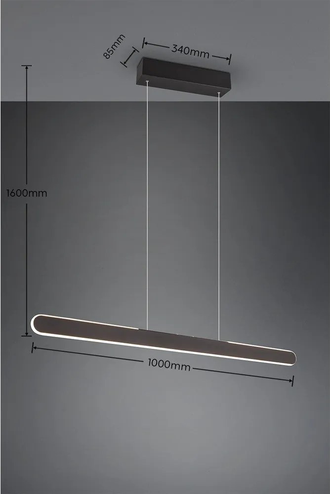 Черно висящо LED осветително тяло Helios - Trio