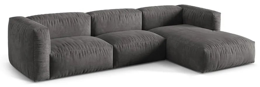 Сив кадифен модулен ъглов диван (десен ъгъл) Martina – Micadoni