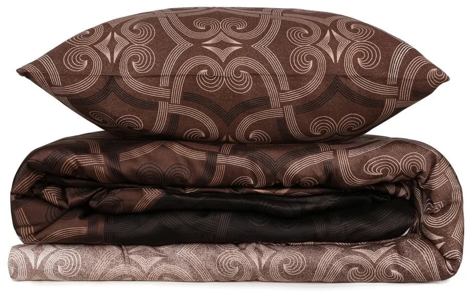 Кафяво памучно спално бельо от сатен за двойно легло 200x200 cm Pandora - Mijolnir