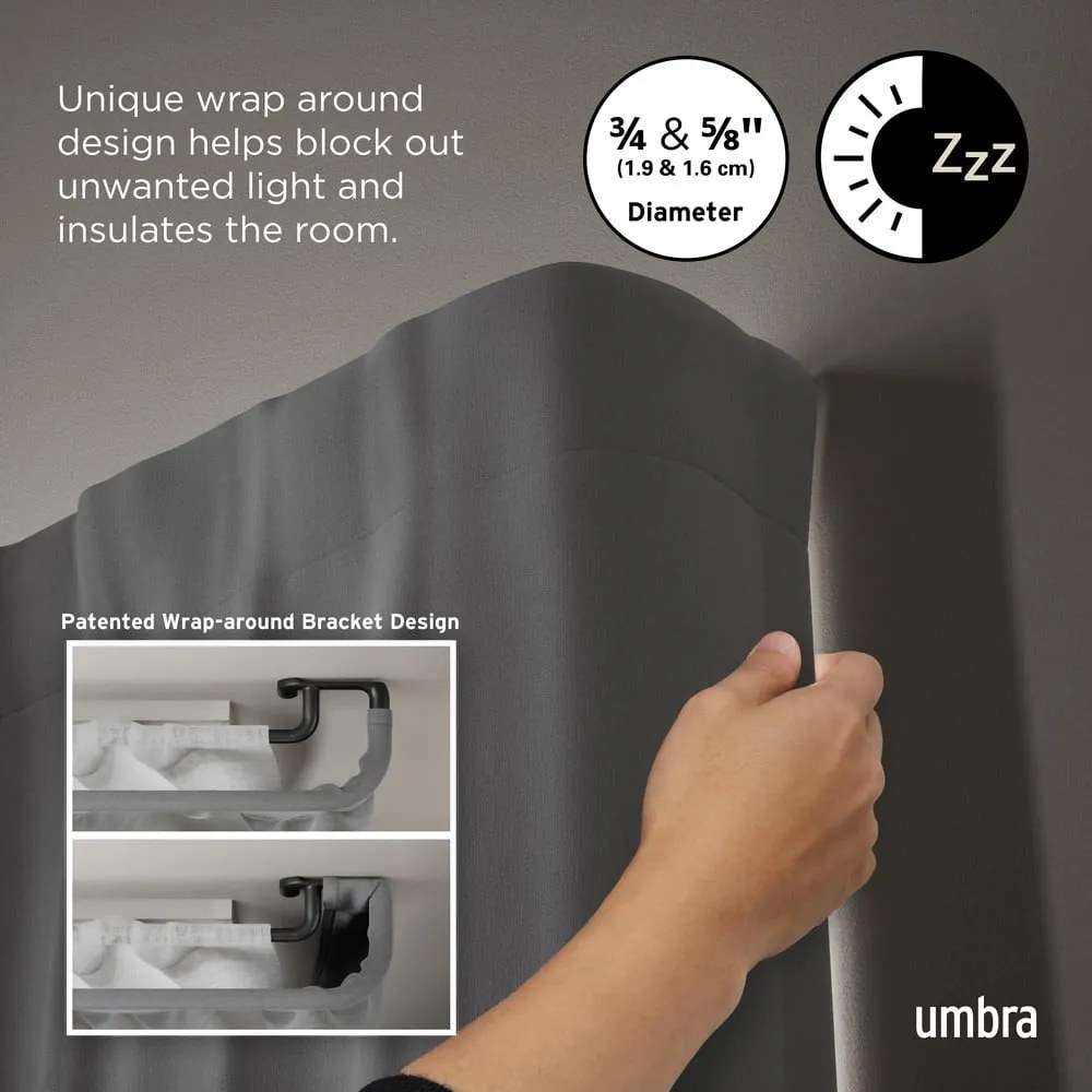 Стоманен разтегателен двоен корниз 167 - 365 cm Twilight - Umbra