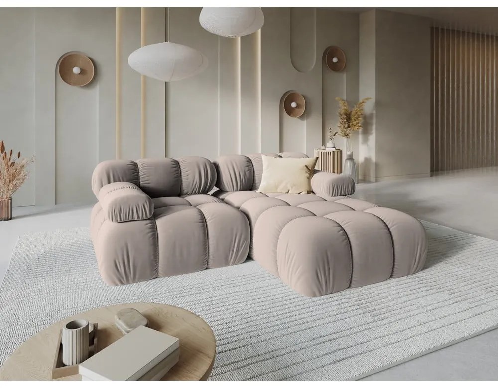 Светлокафяв кадифен модулен ъглов диван (десен ъгъл) Bellis – Micadoni