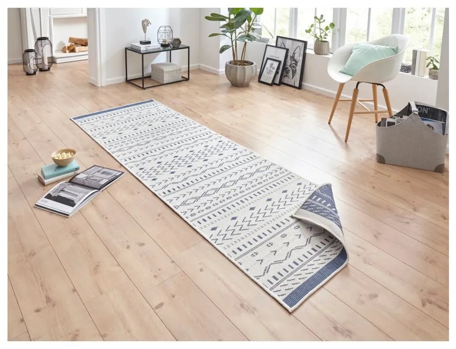 Синьо-кремав килим на открито , 80 x 250 cm Kuba - NORTHRUGS