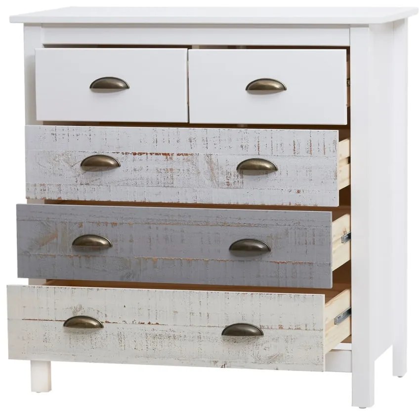 Бяло-сив скрин с 4 чекмеджета , 79 x 80 см Romantica - Marckeric