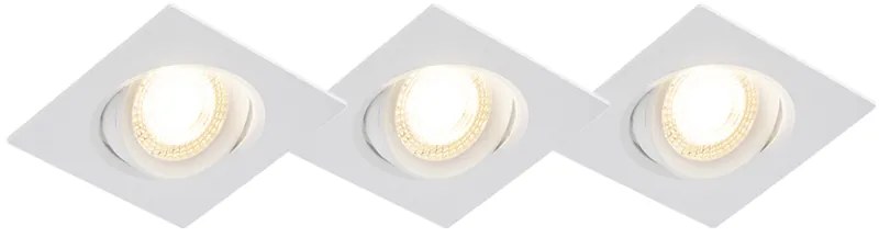 Комплект от 3 вградени прожектора бели с LED 3-степенна димиране - Miu
