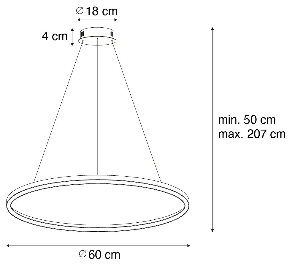 Златна висяща лампа 60см с LED 3-степенна димируема - Girello