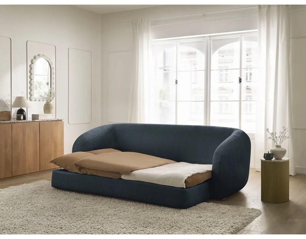 Тъмносин шенилов сгъваем диван 228 cm Neyo – Bobochic Paris