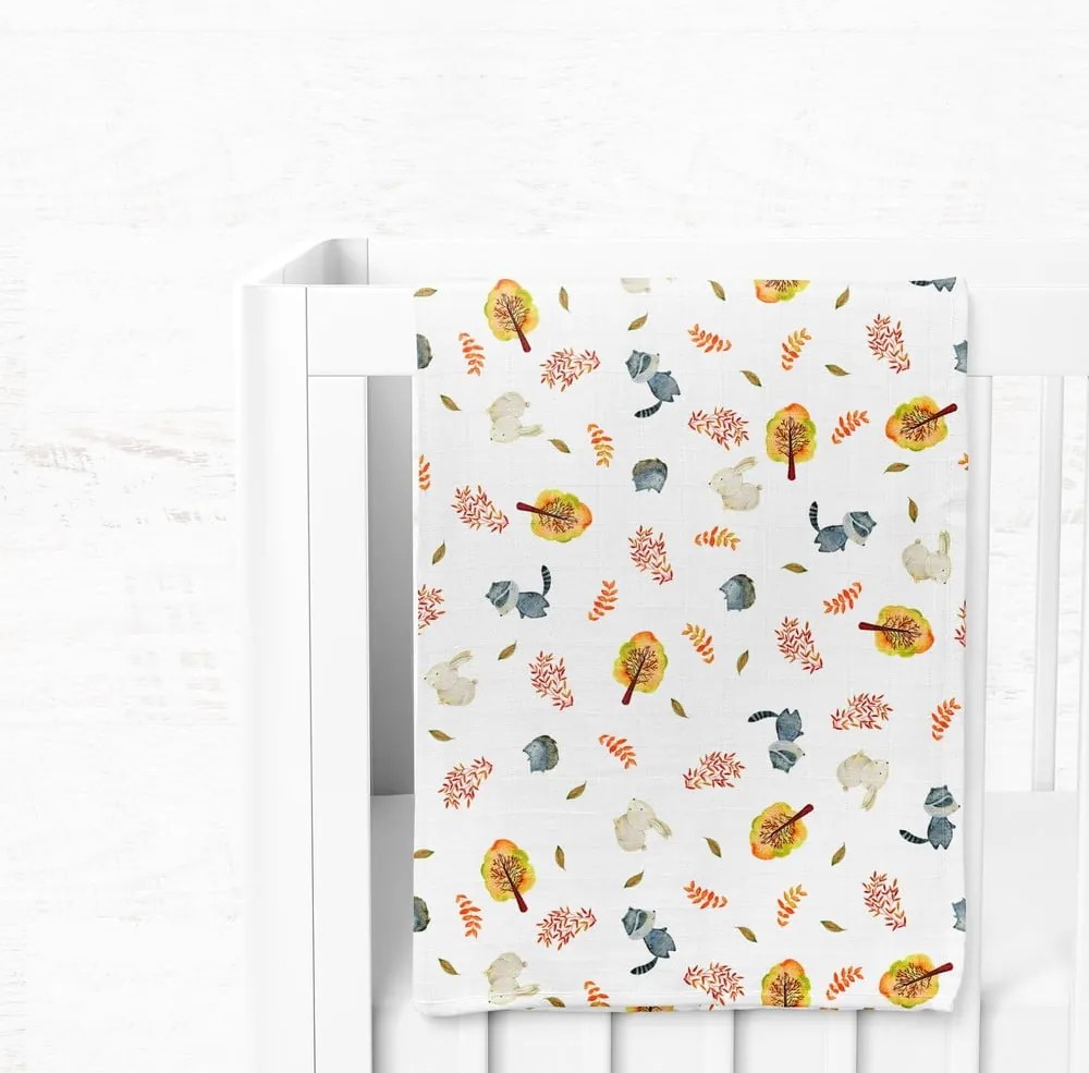 Бяло муселиново бебешко одеяло 75x100 cm Forest – Mijolnir