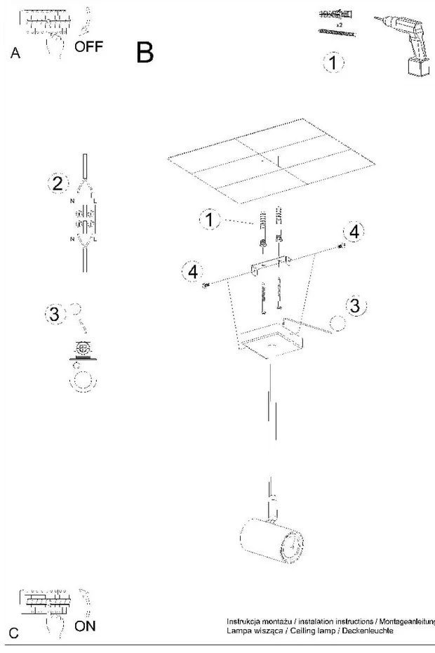 Черен прожектор 6x10 cm Jones – Sollux
