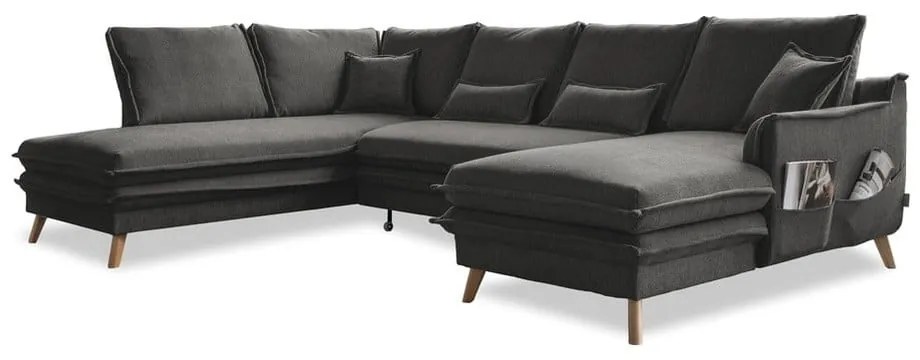 Тъмносив разтегателен ъглов диван (ляв ъгъл/"U" форма) Charming Charlie – Miuform