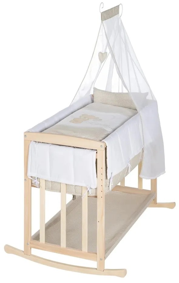 Люлка в естествен цвят с място за съхранение и сенник 90x45 cm Liebhabär - Roba