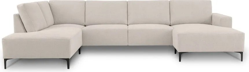 Бежов шенилов ъглов диван (ляв ъгъл/U форма) Fabian – Scandic