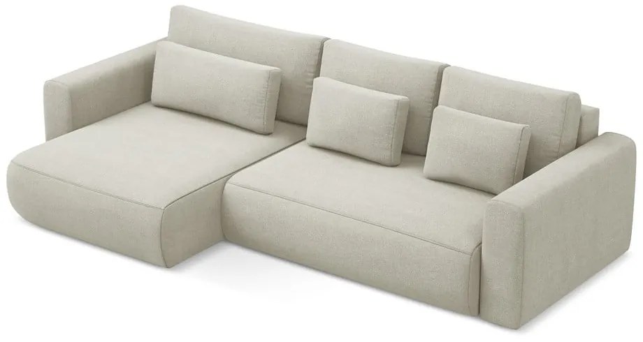 Бежов разтегателен ъглов диван с място за съхранение (ляв ъгъл) Kapua – Makamii