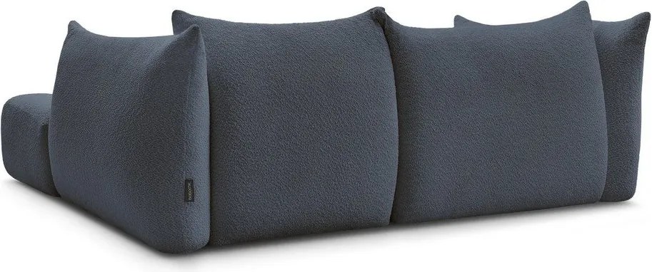 Тъмносин ъглов диван от прежда с примки от букле (десен ъгъл) Azra – Bobochic Paris