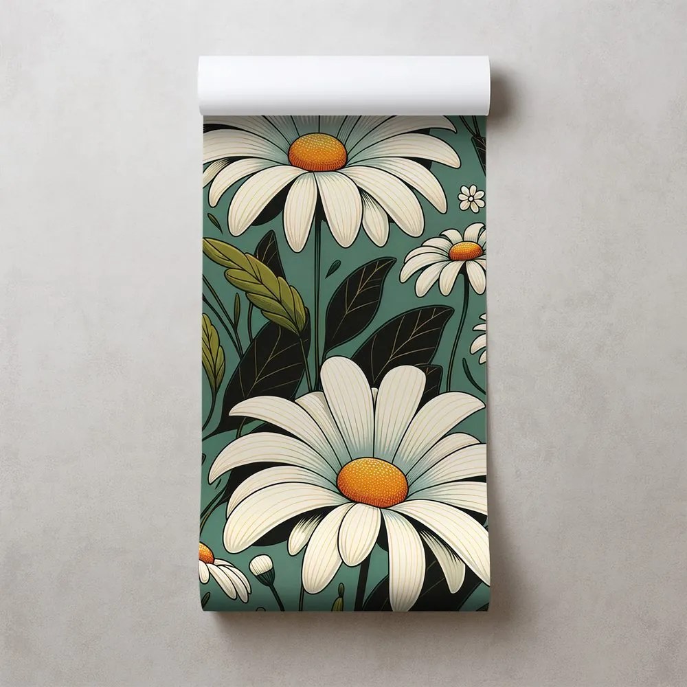 Тапет – Ретро маргаритки с листа