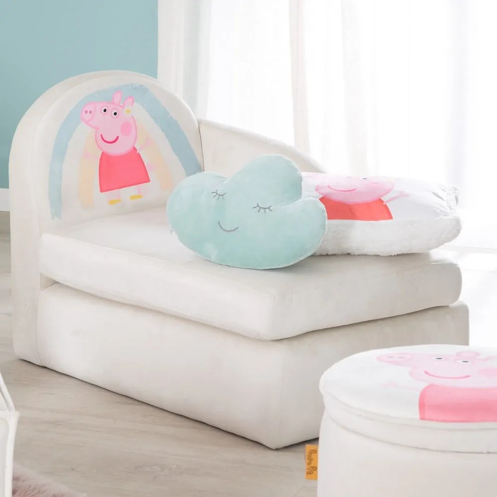 Бял кадифен детски диван 75 cm Peppa Pig – Roba