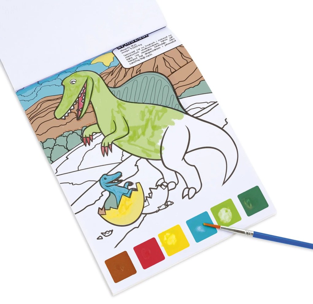 Kidea - Книжка за оцветяване с бои Динозаври 91935