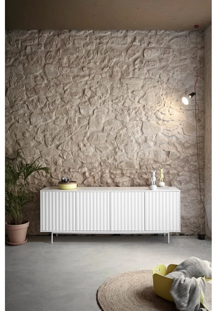 Бял нисък скрин 211x80 cm Sierra – Teulat