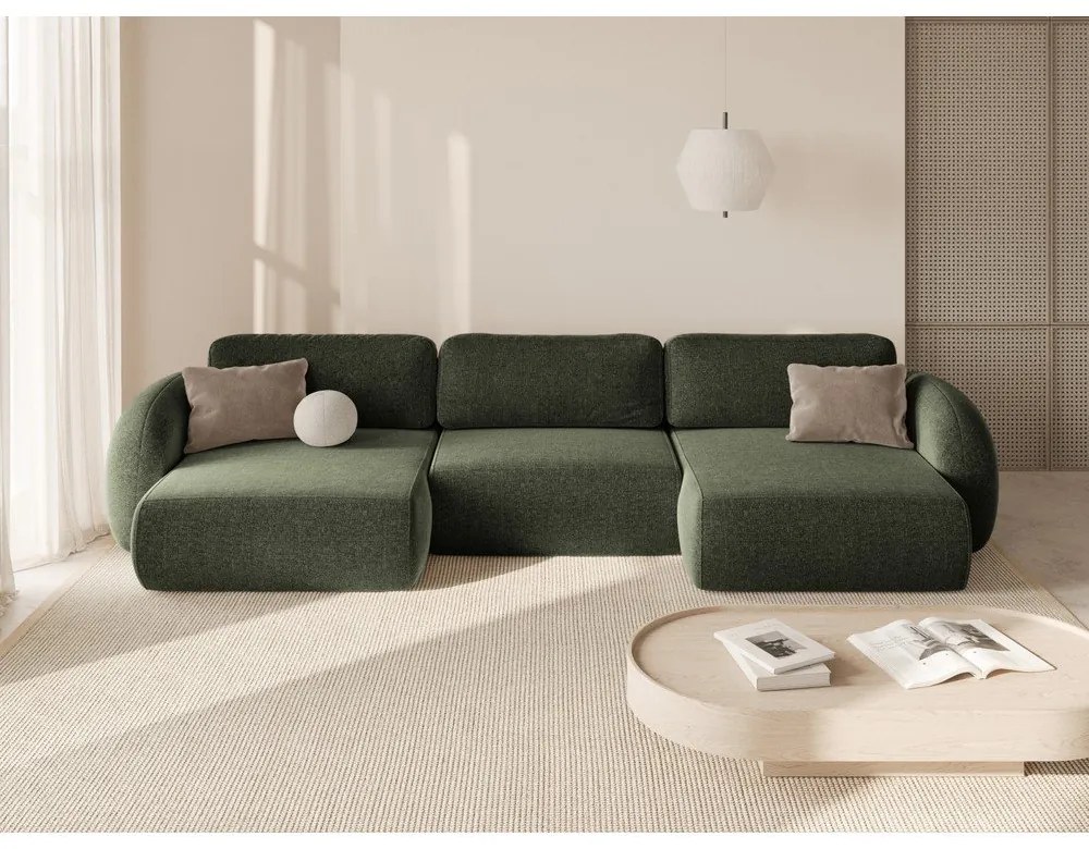 Зелен шенилов сгъваем/с място за съхранение ъглов диван (U форма) Tonale – Cosmopolitan Design