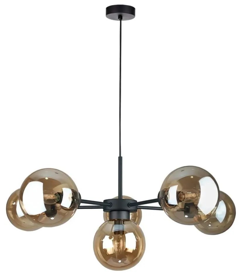 Пендел KALIOPE II 6xE14/50W/230V черен/опушен бежов