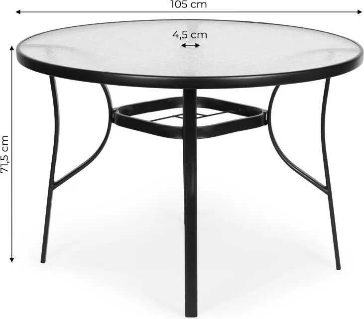 Кръгла стъклена градинска маса 105 cm