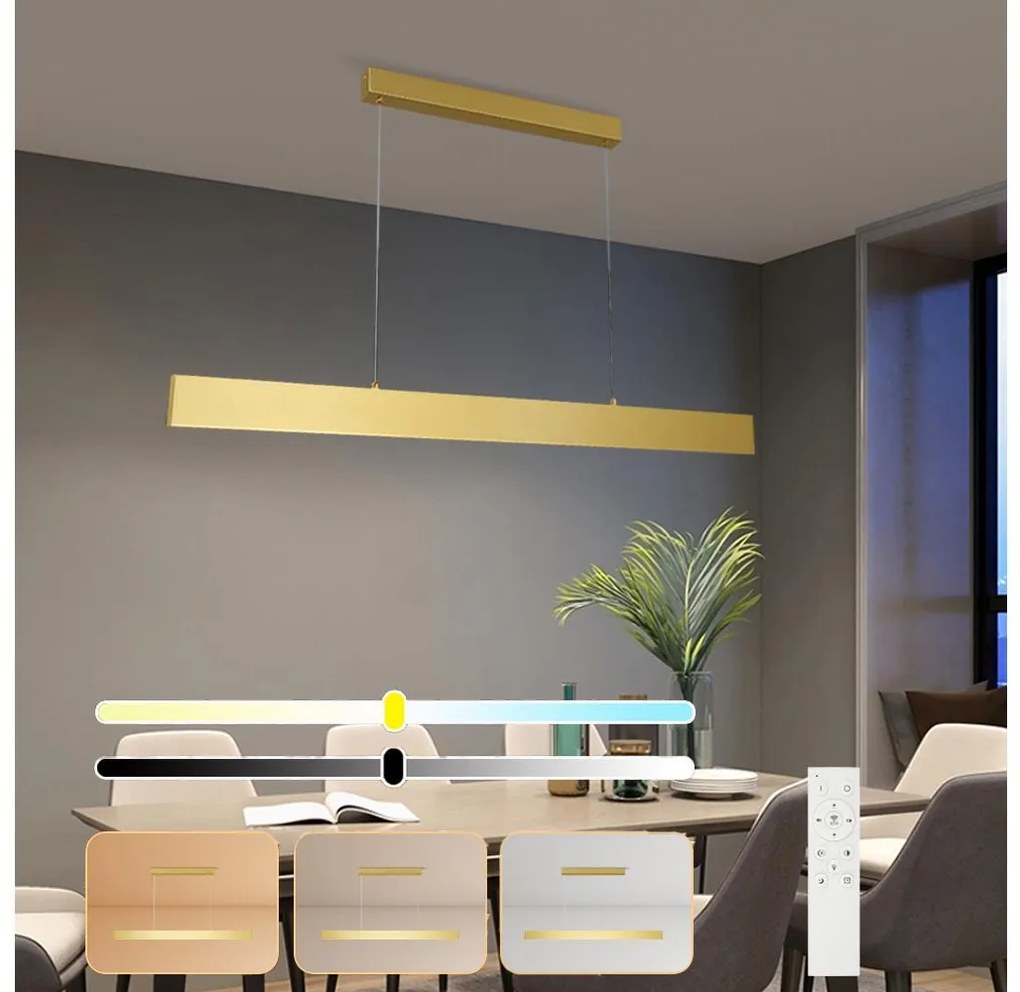 Brilagi - димируема LED висяща лампа на кабел SLIMLINE LED/40W/230V 3000-6000K златна + дистанционно управление