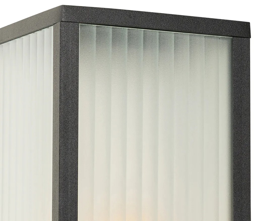 Умна външна подова лампа черна с оребрено стъкло 80 см вкл. WiFi A60 - Charlois