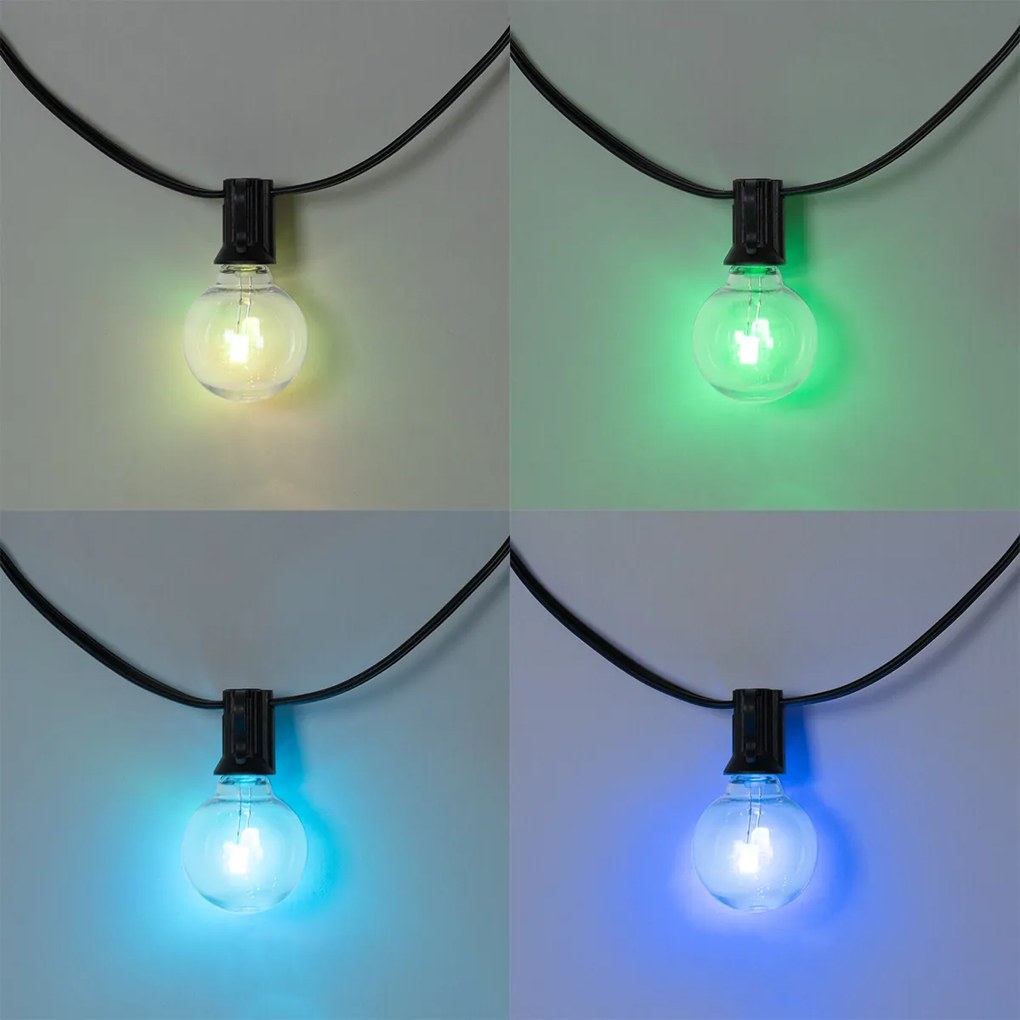 Външна светлинна гирлянда 10м с LED 10 лампи RGBW Solar - Russell