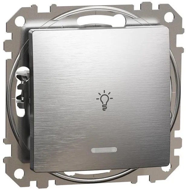 SE Бутон с подсветка и символ "лампа" цвят Драскан алуминий Sedna  /до изчерпване/ - SDD170132L