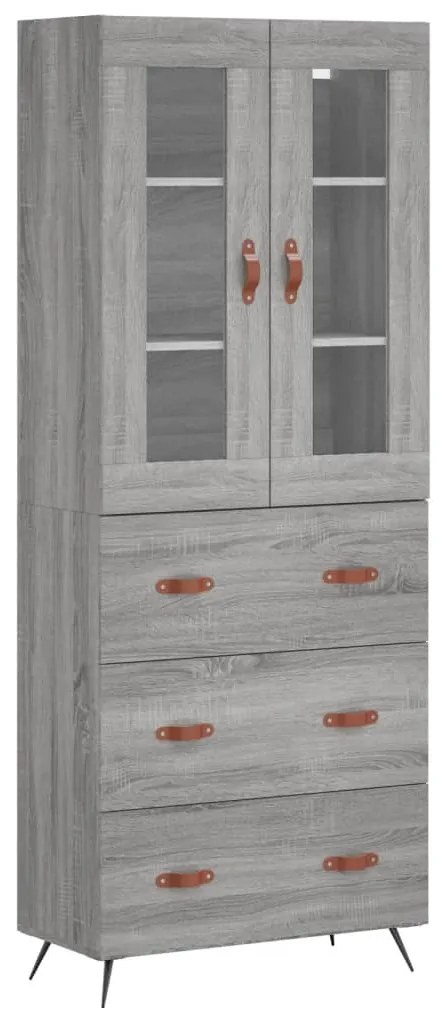 3198383 vidaXL Висок шкаф, сив сонома, 69,5x34x180 см, инженерно дърво