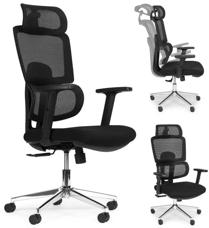 Ергономичен офис стол от мрежа с регулируема облегалка за глава