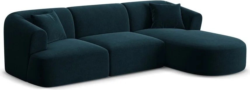 Кадифен ъглов диван в петролен цвят (десен ъгъл) Campi – Cosmopolitan Design