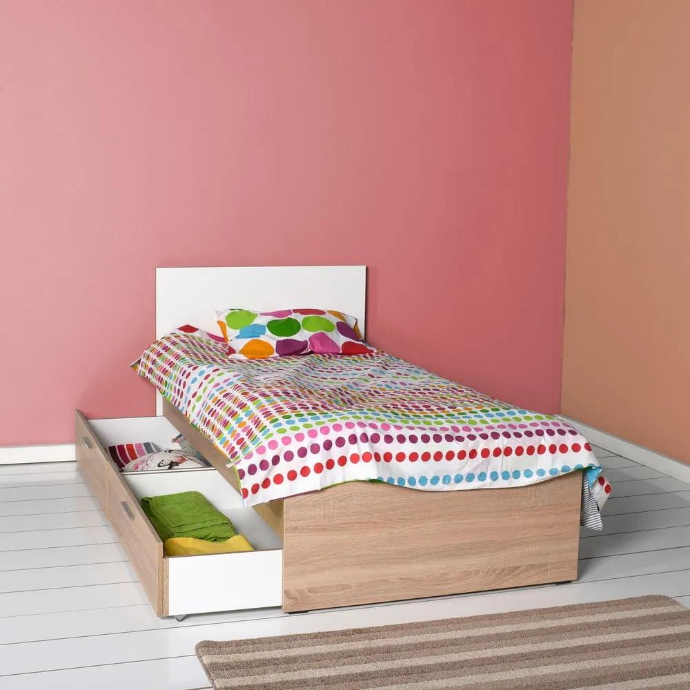 Детско легло с място за съхранение 90x190 cm в бял/естествен цвят - Kalune Design