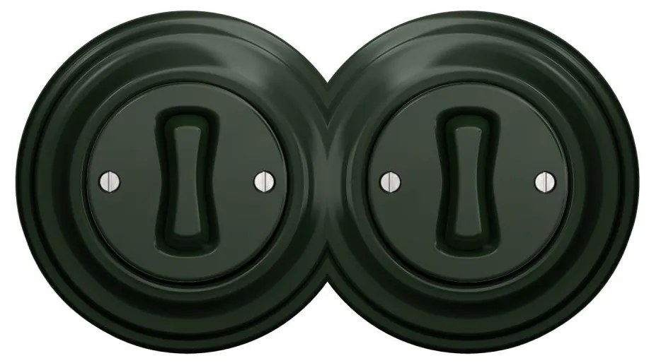 Kliklap - Двоен ретро еднополюсен ключ с рамка № 1 зелен