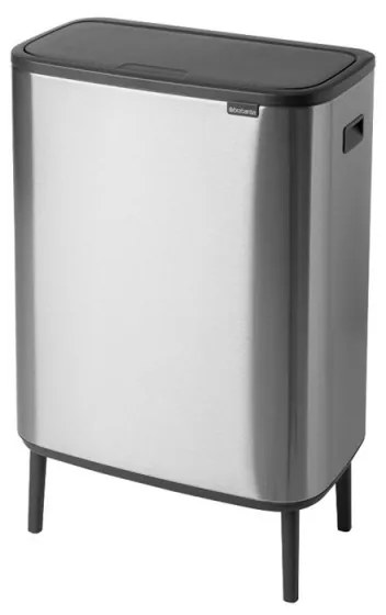 Кош за боклук Brabantia Bo Touch Hi 1001265, 2x30 л, Плътно прилепване към стена, Реглаж на краката, Устойчив на отпечатъци, Инокс/мат