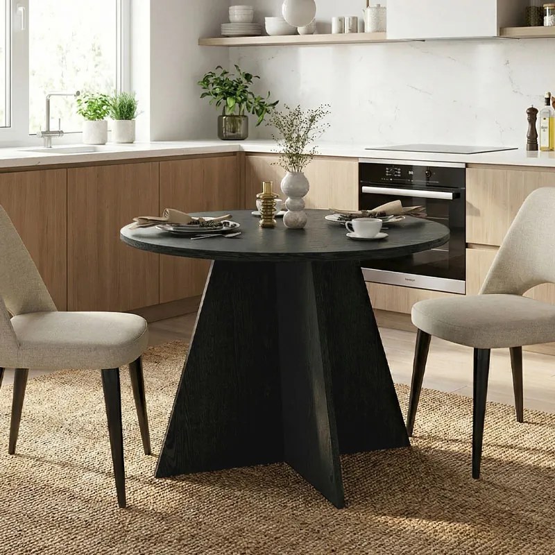 Трапезна маса Tailor от меламин в цвят сенкрон черен Ø100x75,7см.