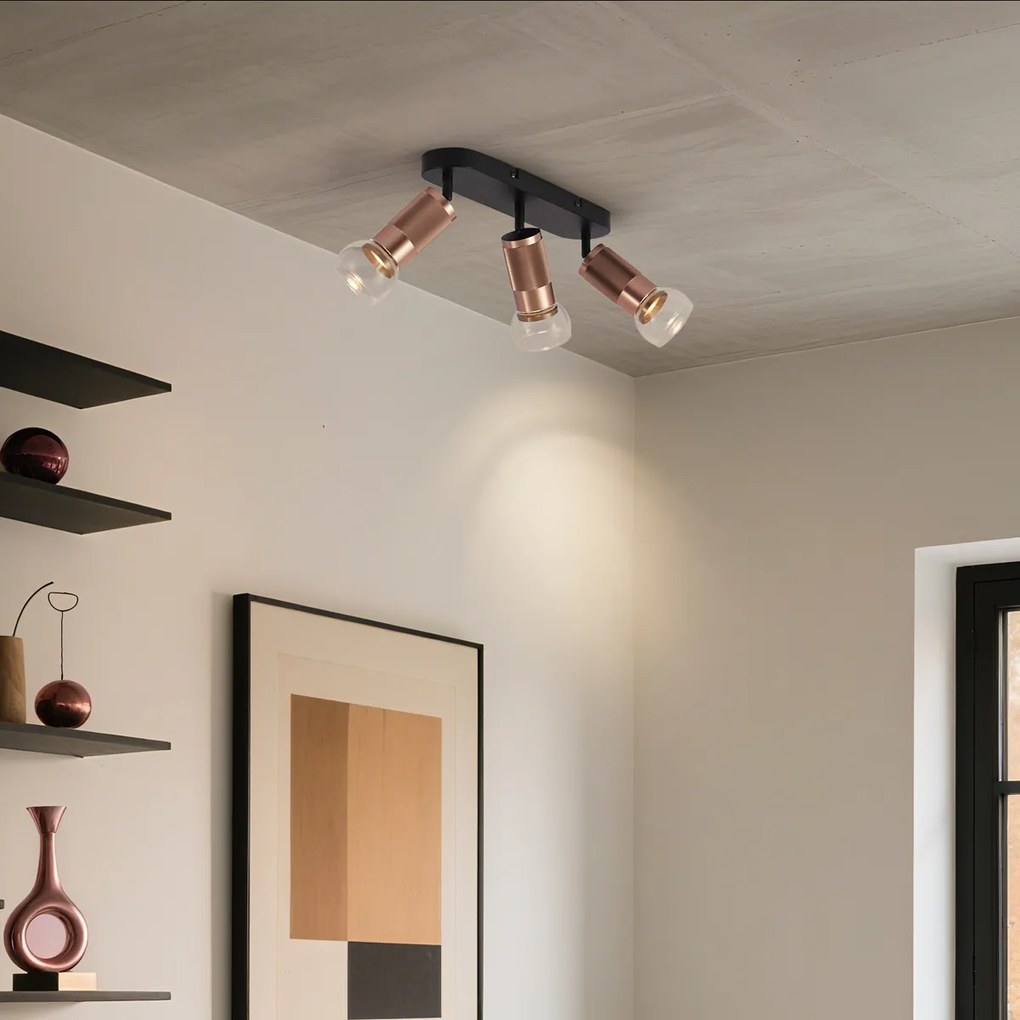 Заоблен таванен прожектор тъмен бронз 3-светлина регулируем - Veerle