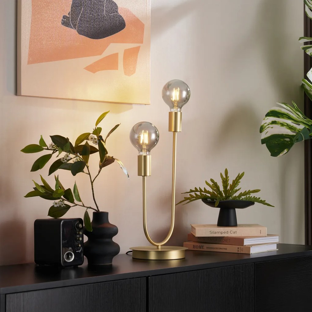 Арт Деко настолна лампа месинг 2 светлини - Tuning